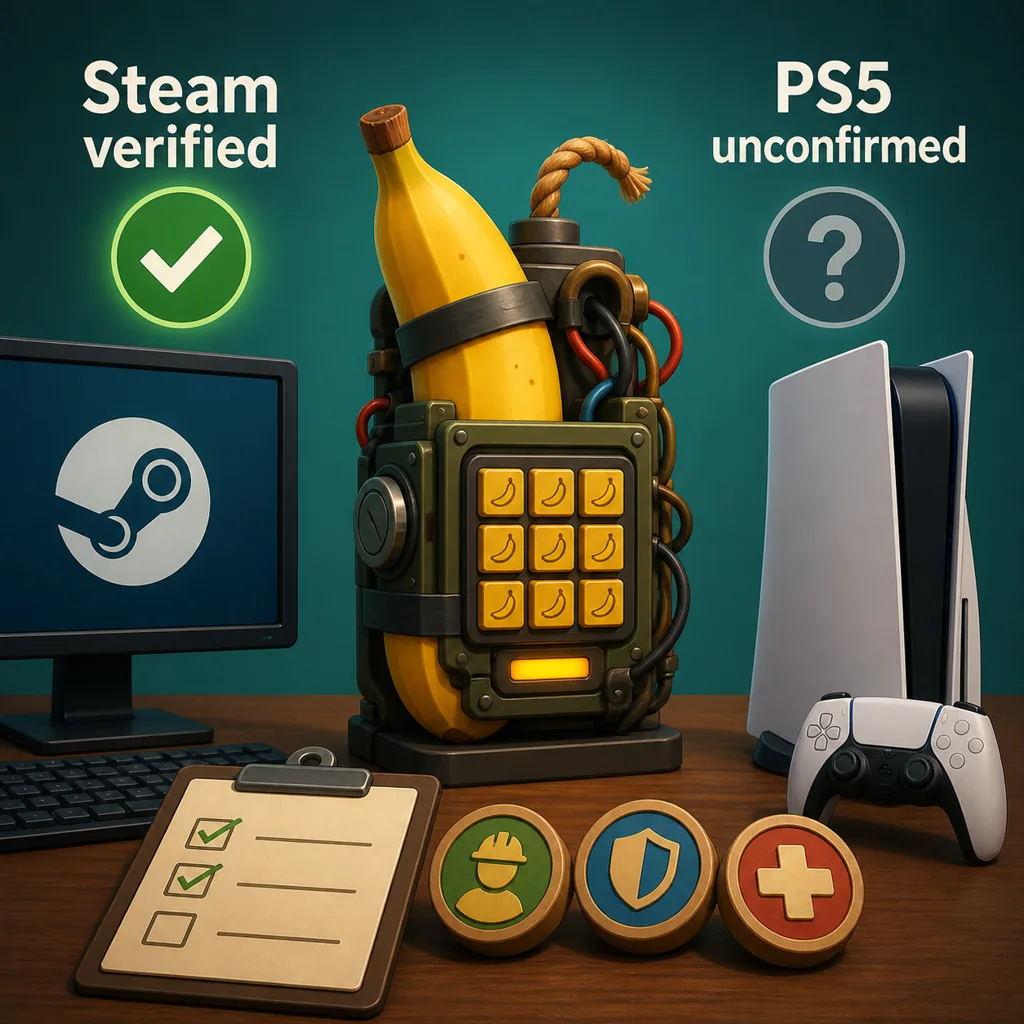 Editorial diagram separating PC and DualSense controller evidence from unverified PS5 console availability
