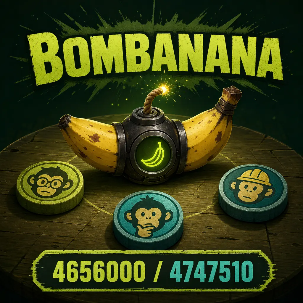 Imagen editorial de BOMBANANA con bomba banana y fichas de roles