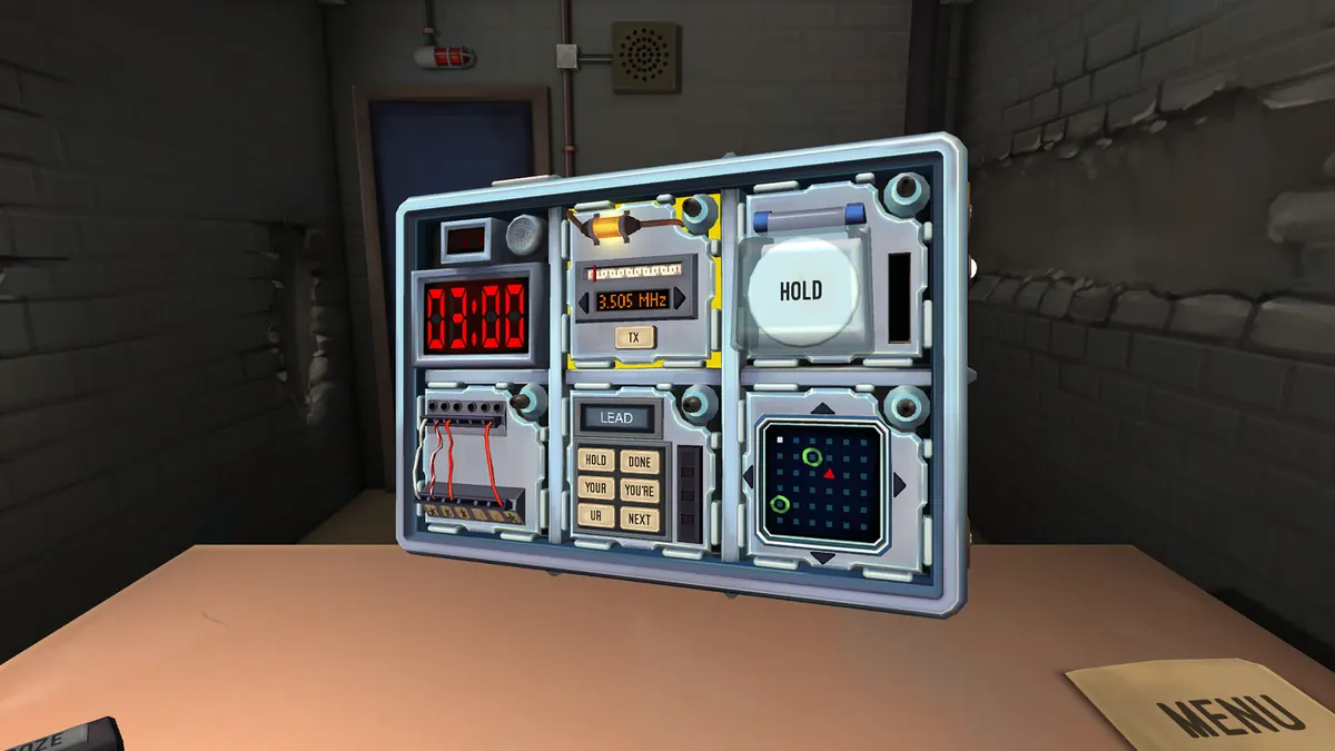 Official Keep Talking and Nobody Explodes Steam screenshot showing a bomb with multiple modules